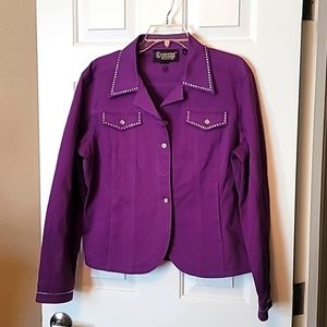 CHRISTINE ALEXANDER PURPLE JEAN JACKET LARGE EUC
